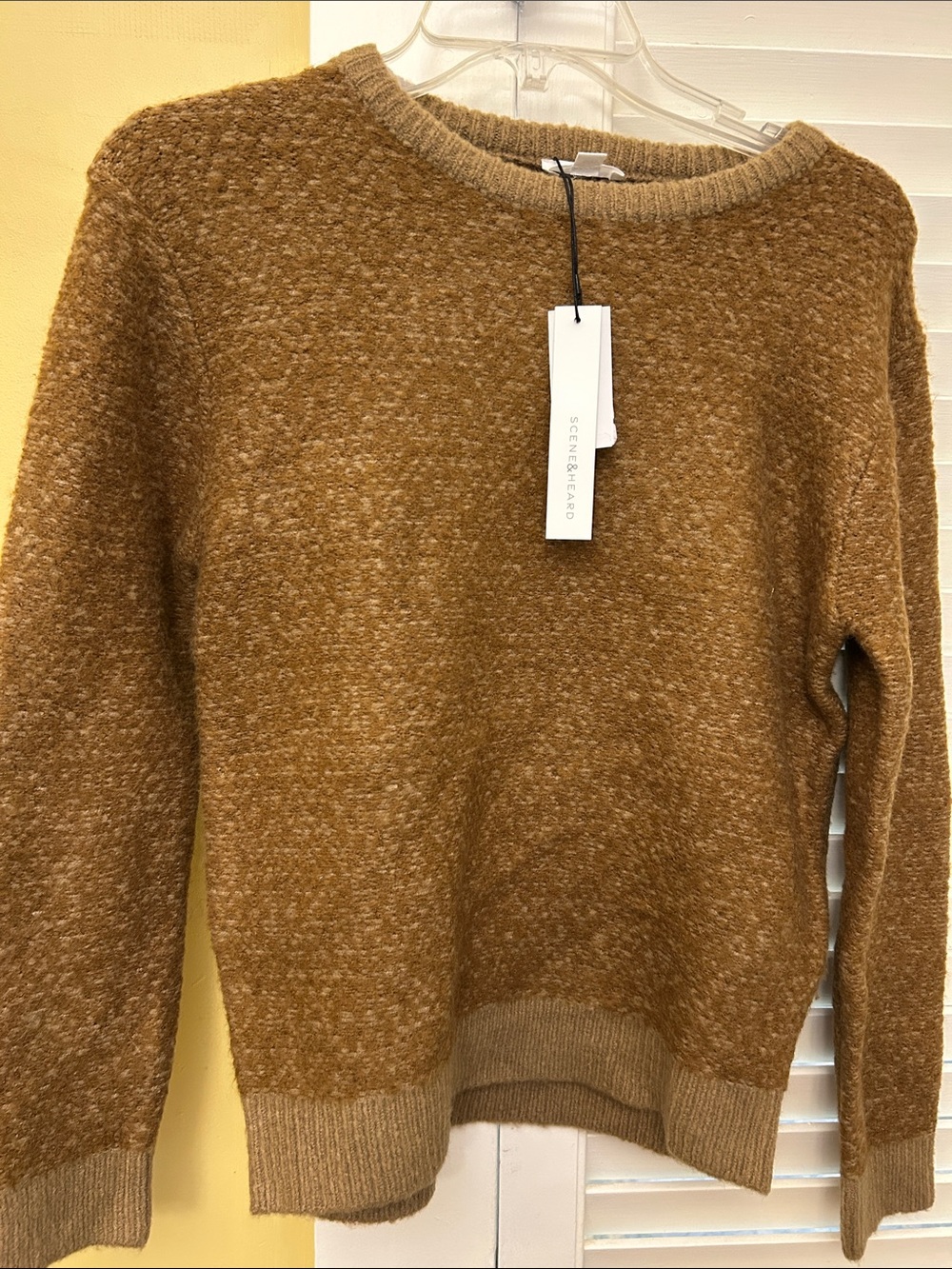 Scene Weaver Marled Camel Brown Crewneck Sweater